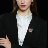 CZ Christmas Snowflake Brooch Pin Jewelry for Women Plated Corsage