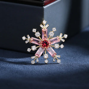 CZ Christmas Snowflake Brooches Pins for Women