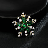 CZ Christmas Snowflake Brooch Pin Jewelry for Women Plated Corsage