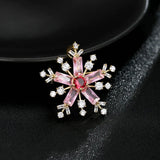 CZ Christmas Snowflake Brooch Pin Jewelry for Women Plated Corsage