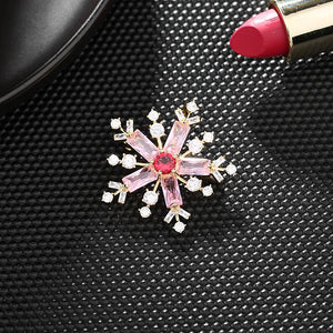 CZ Christmas Snowflake Brooches Pins for Women