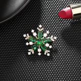 CZ Christmas Snowflake Brooches Pins for Women