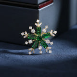 CZ Christmas Snowflake Brooches Pins for Women