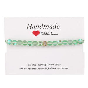 CZ Copper Beads Charm Bracelet Moonstone Stone Bracelet