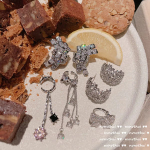 CZ Crystal Clip-On Stud Earrings Round Non-Pierced Women Girls