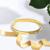 CZ Cuff Bangle Bracelet, Stainless Steel, Mother's Gift
