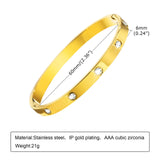 CZ Cuff Bangle Bracelet, Stainless Steel, Mother's Gift