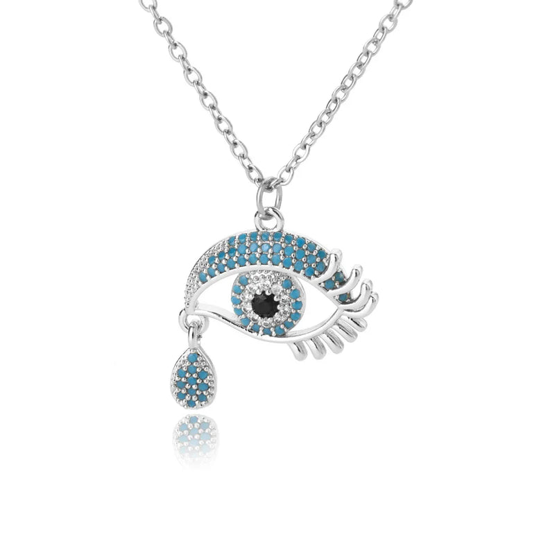 Evil Eye CZ Necklace Stainless Steel Crystal Christmas Gift