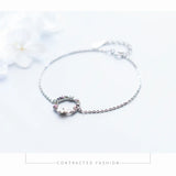 925 Silver CZ Flower Charm Bracelet Wedding Party Jewelry