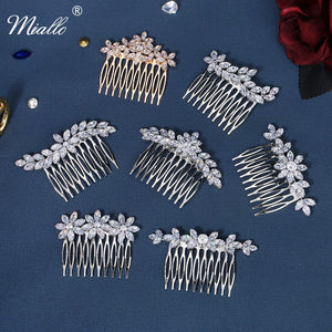 CZ Flower Hair Combs Bridal Wedding Accessories Silver Headpiece
