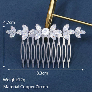 CZ Flower Hair Combs Bridal Wedding Accessories Silver Headpiece
