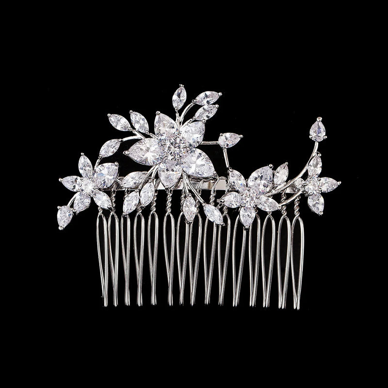 CZ Hair Comb Flower Clip Wedding Hair Accessories
