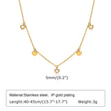 CZ Heart Dangling Necklace, Stainless Steel Women Charm Gift