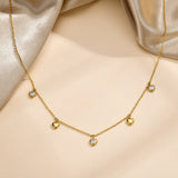 CZ Heart Dangling Necklace, Stainless Steel Women Charm Gift