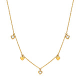 CZ Heart Dangling Necklace, Stainless Steel Women Charm Gift