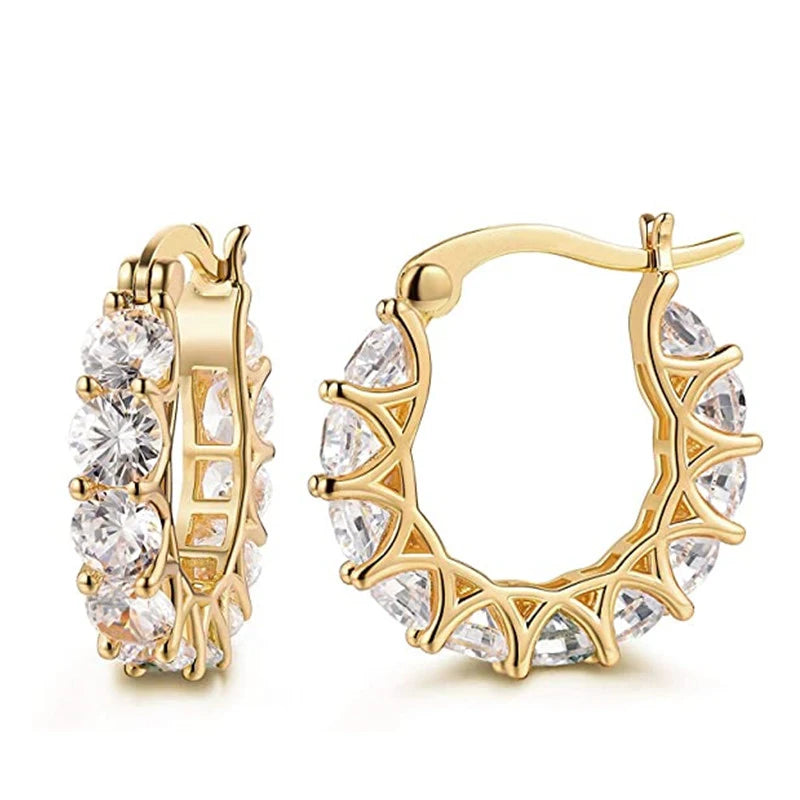 Cubic Zirconia High Women Hoop Earrings Stylish Accessories
