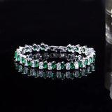 Geometric Crystal CZ Charm Bracelet Colorful Rhinestone Jewelry