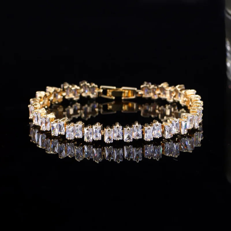 Geometric Crystal CZ Charm Bracelet Colorful Rhinestone Jewelry