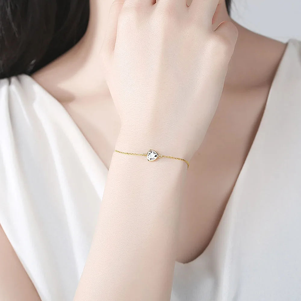 925 Silver Geometric Charm Bracelet with CZ Gemstone
