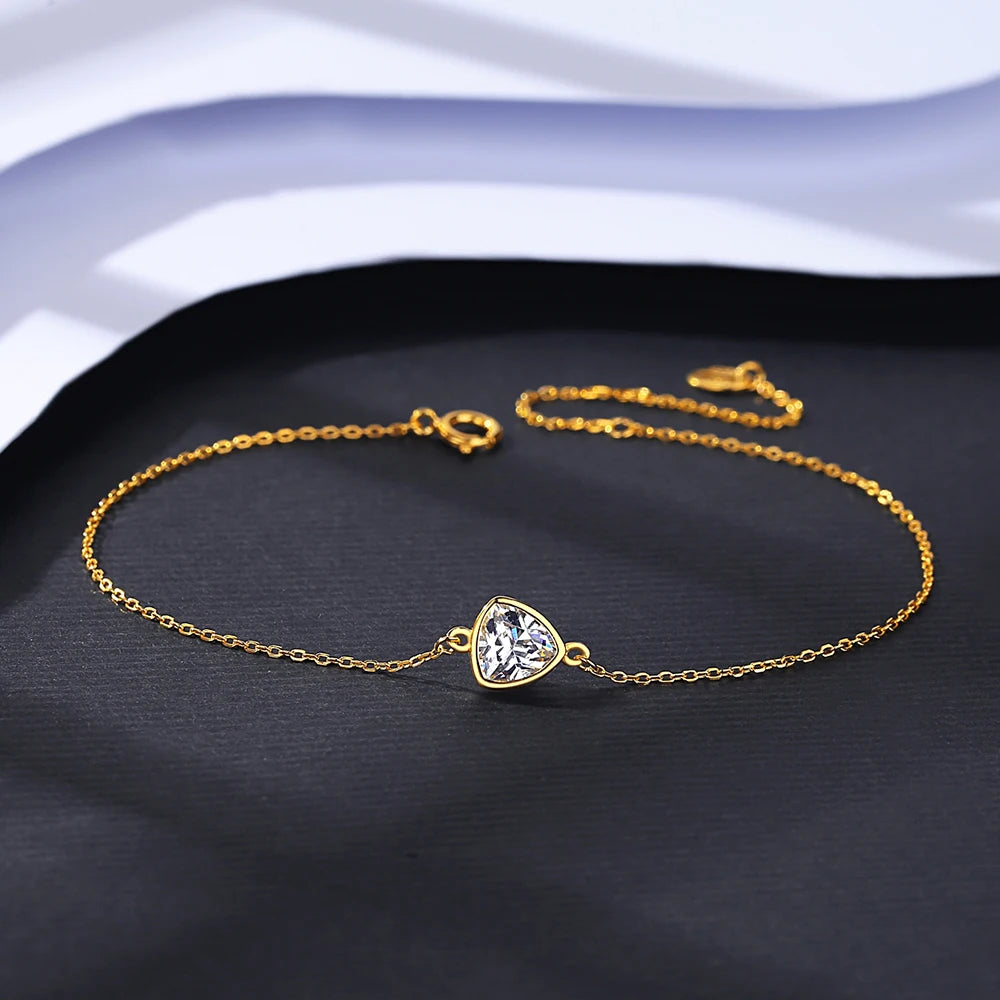 925 Silver Geometric Charm Bracelet with CZ Gemstone
