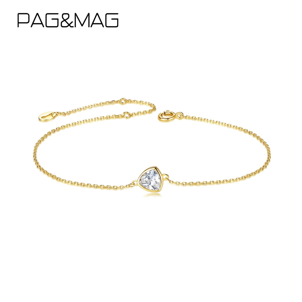 925 Silver Geometric Charm Bracelet with CZ Gemstone