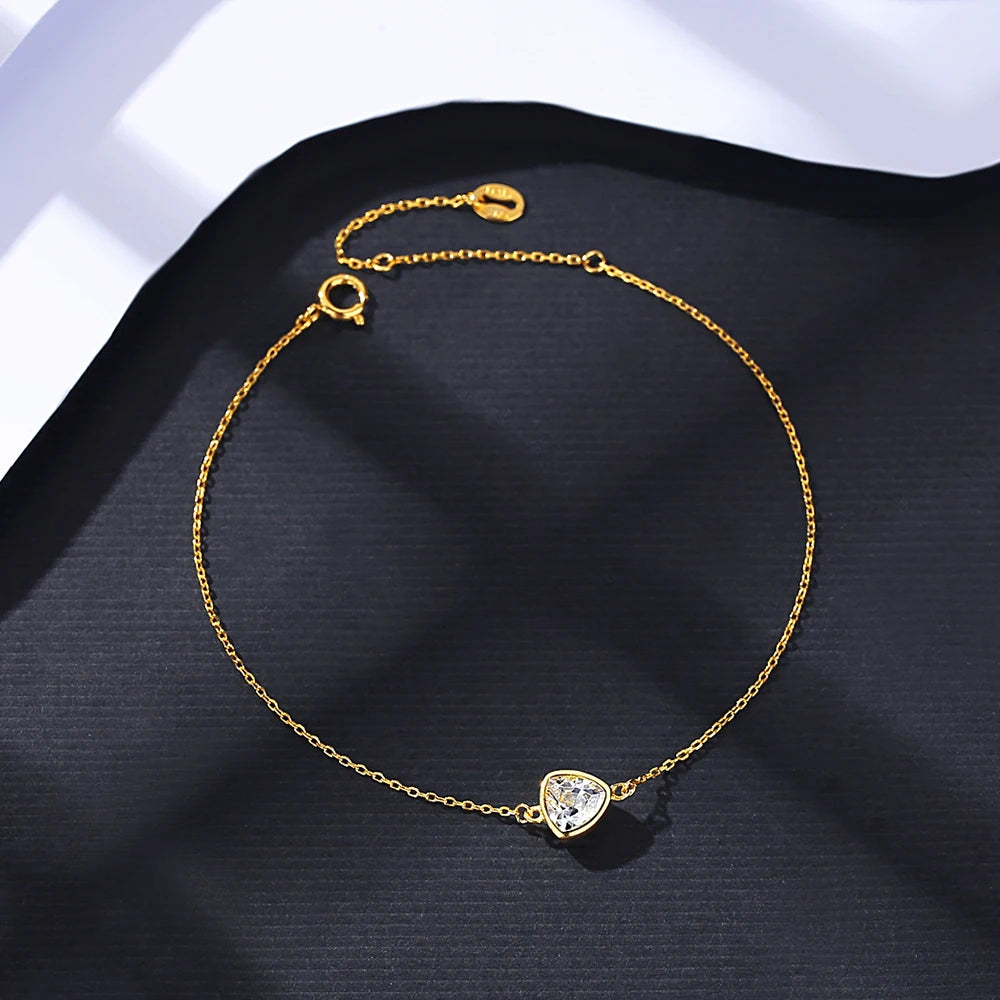 925 Silver Geometric Charm Bracelet with CZ Gemstone