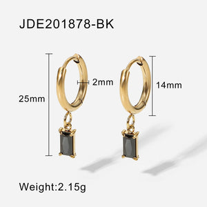 Colorful CZ Rectangular Earrings 18k Hoops