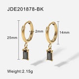Colorful CZ Rectangular Earrings 18k Hoops