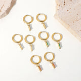 Colorful CZ Rectangular Earrings 18k Hoops