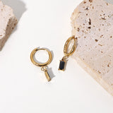 Colorful CZ Rectangular Earrings 18k Hoops