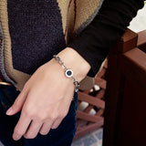 CZ Roman Numerals Bracelet Stainless Steel Chain Bangle