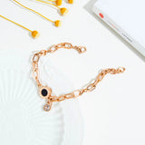 CZ Roman Numerals Bracelet Stainless Steel Chain Bangle