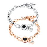 CZ Roman Numerals Bracelet Stainless Steel Chain Bangle