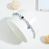CZ Roman Numerals Bracelet Stainless Steel Chain Bangle