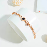 CZ Roman Numerals Bracelet Stainless Steel Chain Bangle