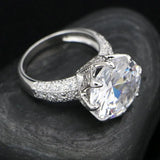 CZ Round Crystal 925 Silver Bridal Set Classic Ring Earrings Wedding Jewelry
