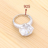 CZ Round Crystal 925 Silver Bridal Set Classic Ring Earrings Wedding Jewelry