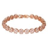 CZ Tennis Bracelet Women Round Flower Charm Bangle Engagement