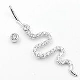 CZ Snake Belly Button Ring 925 Sterling Silver Navel Piercing