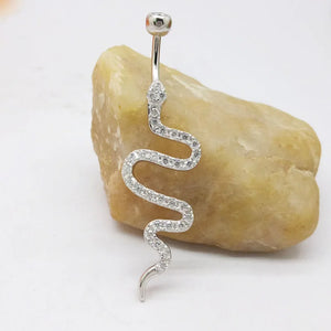 CZ Snake Belly Button Ring 925 Sterling Silver Navel Piercing