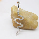 CZ Snake Belly Button Ring 925 Sterling Silver Navel Piercing