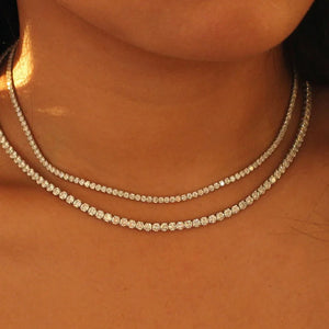 CZ Tennis Necklace Stainless Steel Bling Chain Dainty Jewelry 2mm 3mm 4mm 5mm