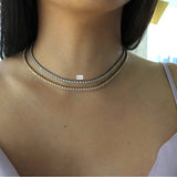 CZ Tennis Necklace Stainless Steel Bling Chain Dainty Jewelry 2mm 3mm 4mm 5mm