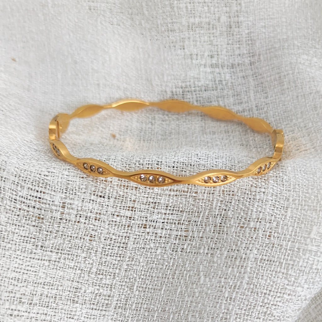 CZ Wave Bangles Stainless Steel Dainty Bangles