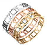 Roman Numerals Stainless Steel Cuff Bangle Bracelet 12MM