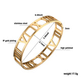 Roman Numerals Stainless Steel Cuff Bangle Bracelet 12MM