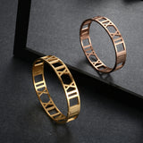 Roman Numerals Stainless Steel Cuff Bangle Bracelet 12MM