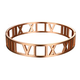 Roman Numerals Stainless Steel Cuff Bangle Bracelet 12MM