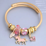Crystal Love Heart Cuff Bangle Stainless Steel Bracelet Femme