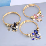Crystal Love Heart Cuff Bangle Stainless Steel Bracelet Femme